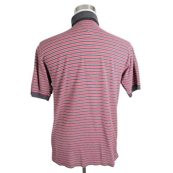 Vintage Tommy Hilfiger Polo Shirt Mens XL Red & Gray Striped Short Sleeve Crest - Picture 7 of 10